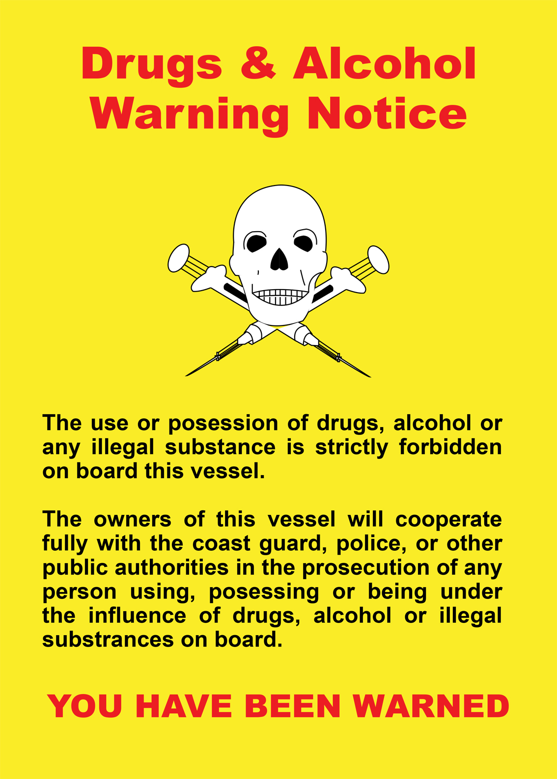 331539 Drugs and Alcohol Warning Notice